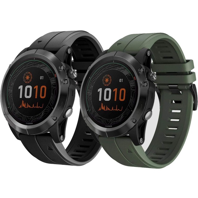 AHayo QuickFit 26mm 2パック防水替えバンド for GARMIN(ガーミン) Fenix 6X 留め金具の シリコン スポーツ のあるストラップ 対応GARMIN(ガーミン) Fenix 5X / Tactix Delta/Fenix 3 / Enduro (黒と緑)