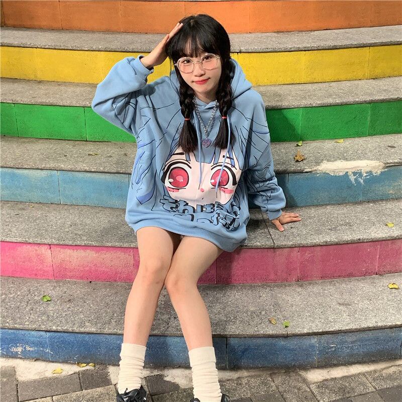 作家さん　リネン　白　萌え袖パーカープルオーバー（青みみ）　ハンドメイド 作家さん リネン 白 萌え袖パーカープルオーバー（青みみ