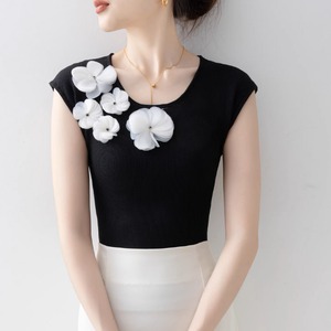フラワーモチーフリブトップス　A2974