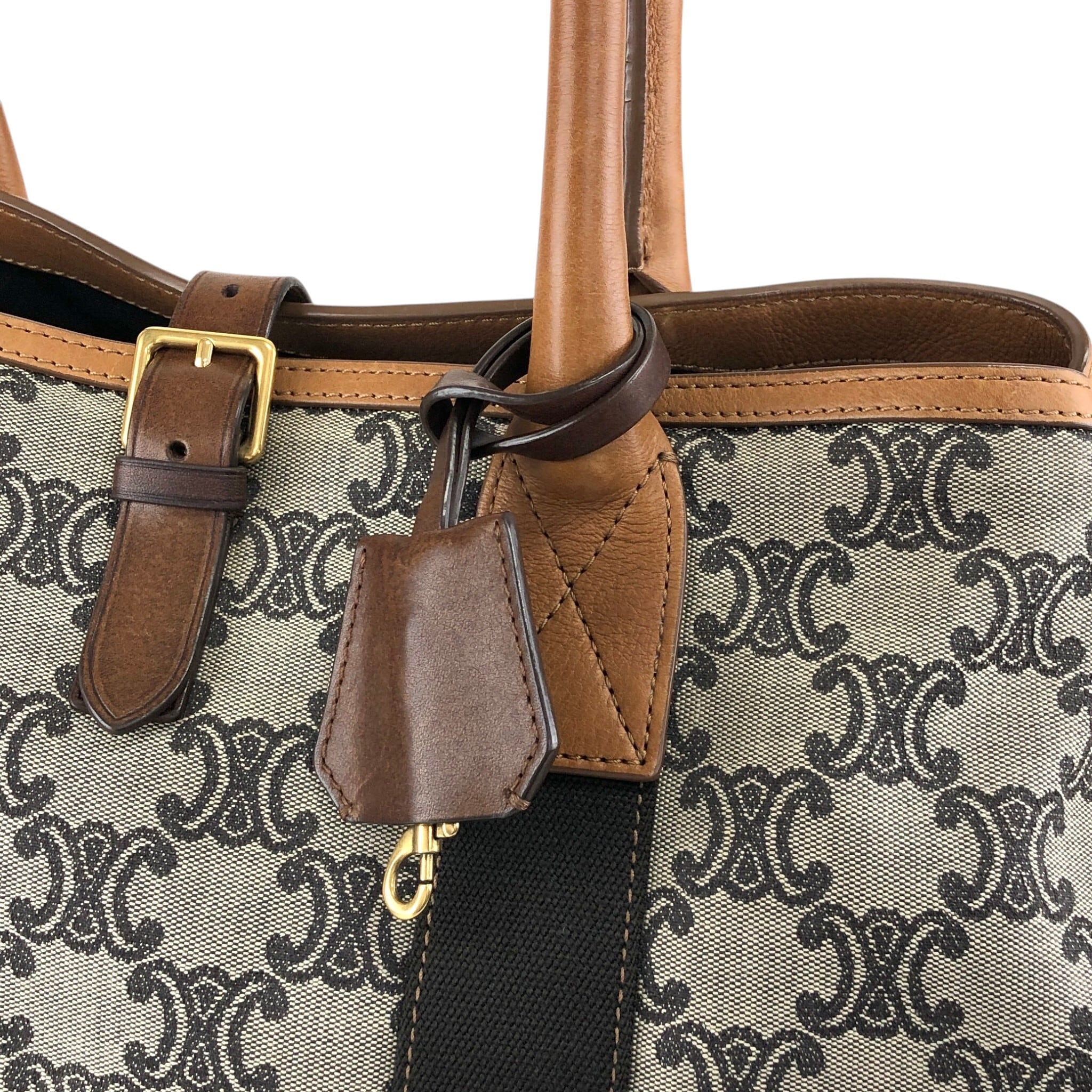 CELINE ベージュ トートバッグ　マカダム　ヴィンテージ CELINE セリーヌ マカダム トートバッグ ベージュ キャンバス vintage