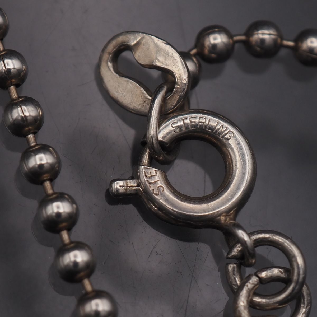 H233 ヴィンテージ STERLING 925刻印 ネックレス ボールチェーン