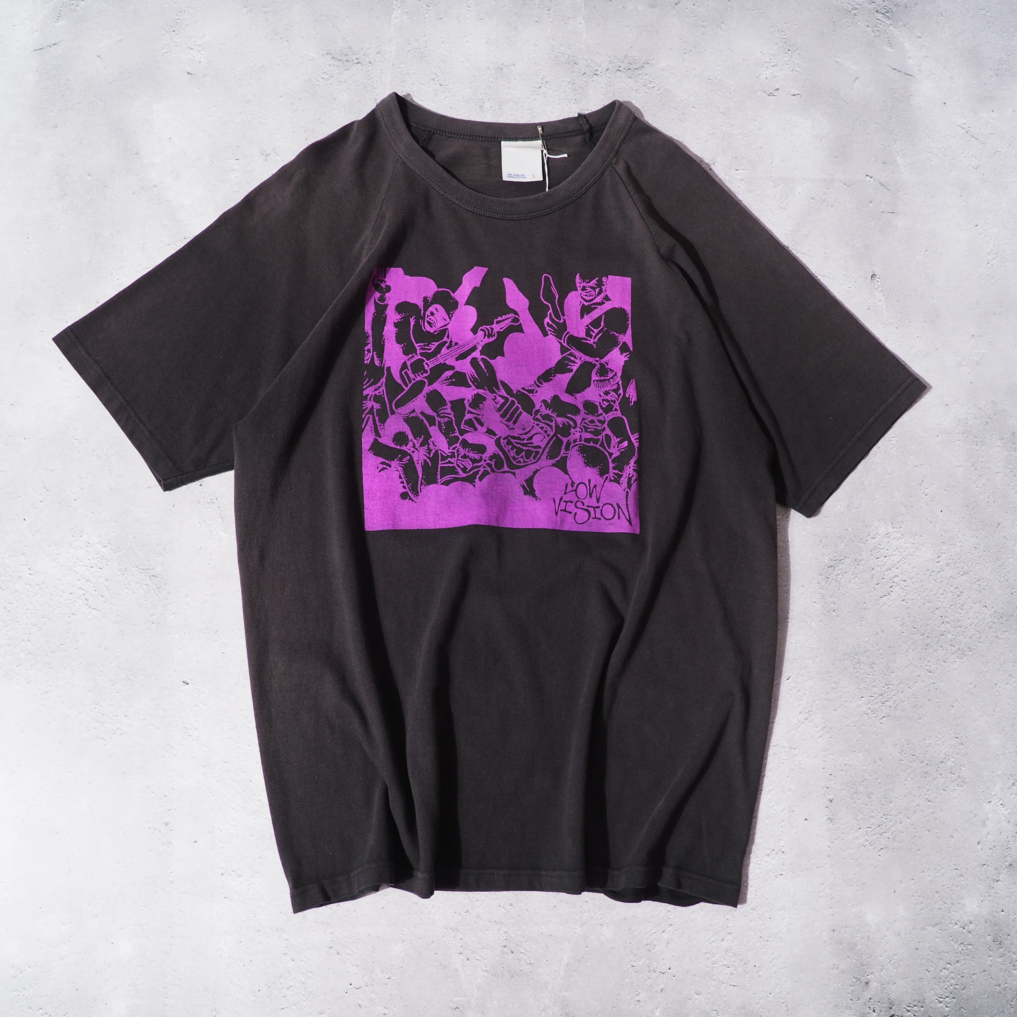 Low vision fade discoloration aging printed tee