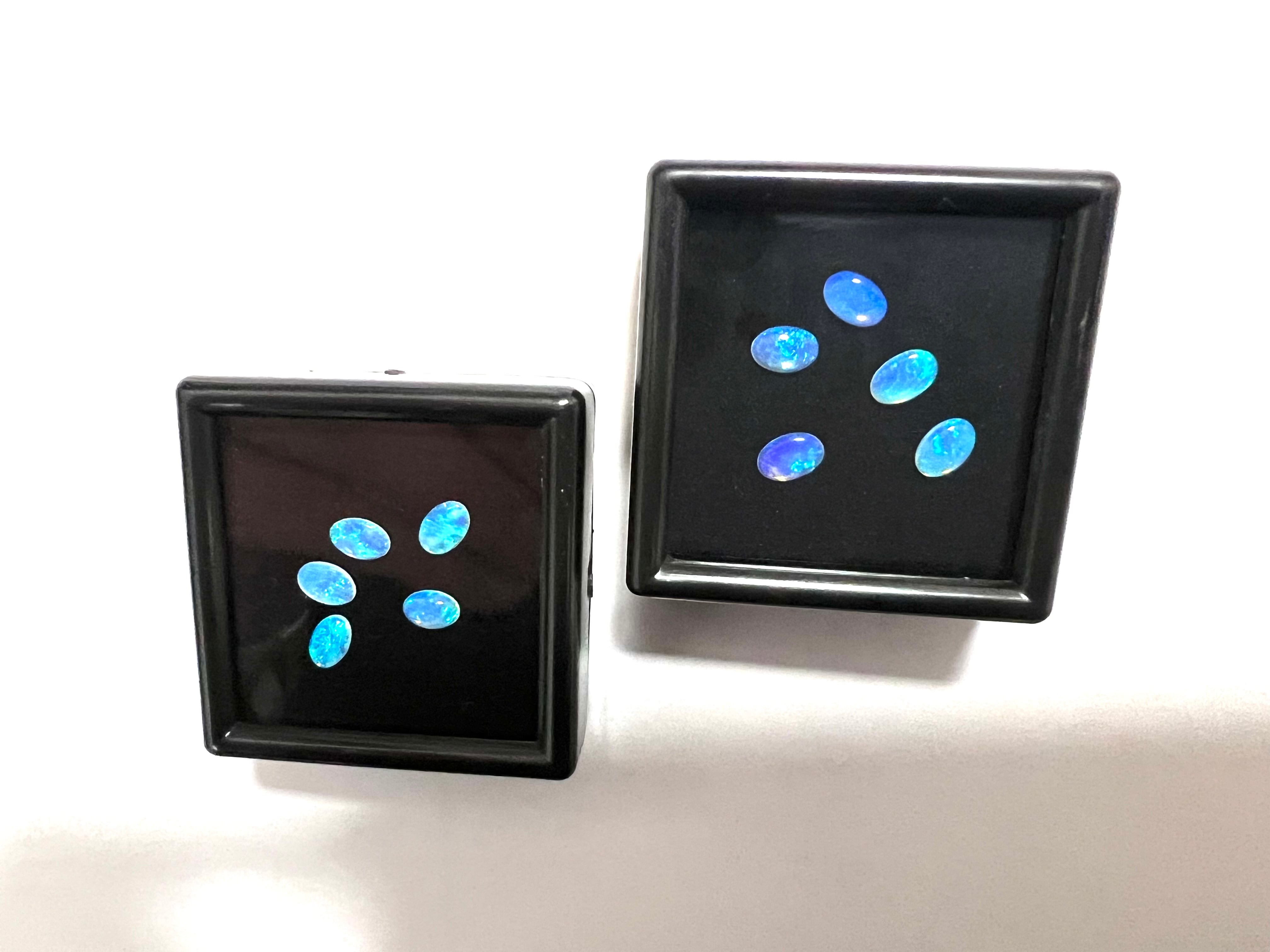 ★ レトロ K14WG カラフル遊色 ファイヤオパール 13号 ブルー遊色オパールBOX［No.D-755］ | デザインアトリエ -kakera-