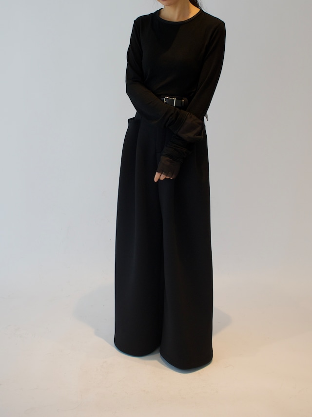 DOUBLE CLOTH WIDE PANTS (black)