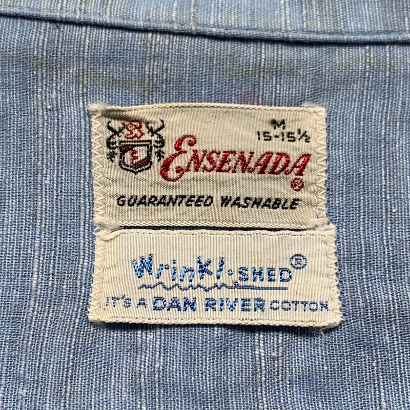 50~60's ENSENADA オープンカラーシャツ Winkle-SHED DAN RIVER 絣