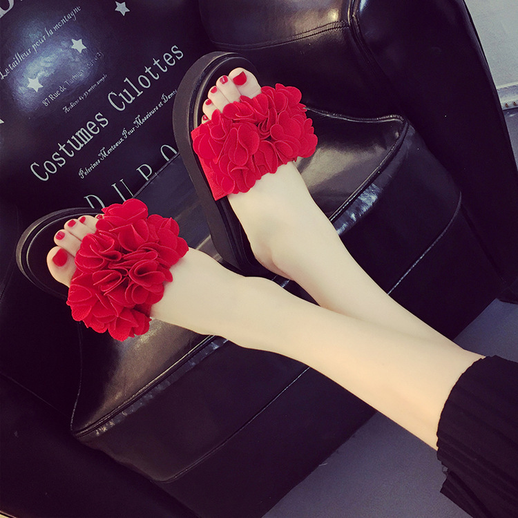 【新作】【送料無料】 アリババの厚底スリッパ女性2016年夏の甘い花のスポンジケーキフリップフロップハイヒールプラットフォーム女性のサンダルとスリッパ ミュール 靴 シューズ 大人ガーリー スウィート キュート カジュアル サマー 夏物 フラワーデザイン 10b726861216413