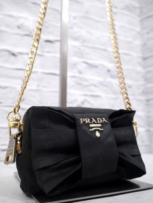 ◆ PRADA プラダ ビッグリボン クロスボディ ミニ ショルダー バッグ 黒