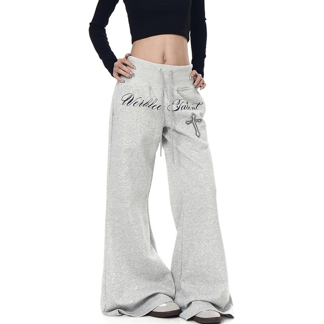 cross embroidery flared sweatpants la3028