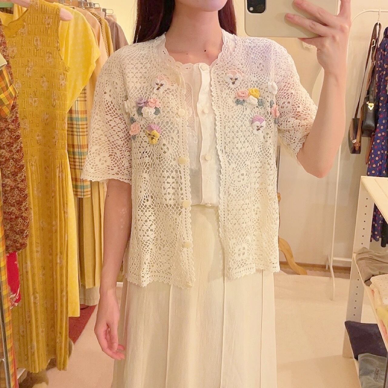 remake : flower fall crochet knit cardigan