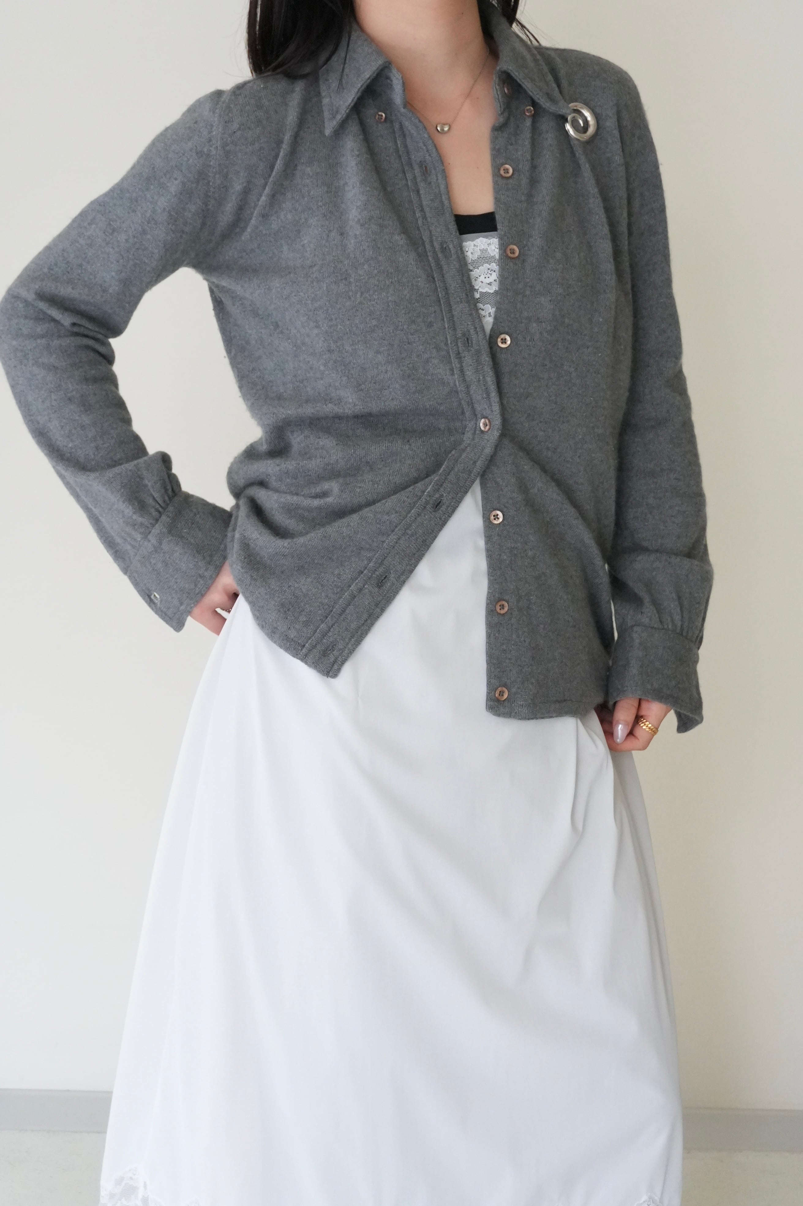50~60s cashmere knit shirt