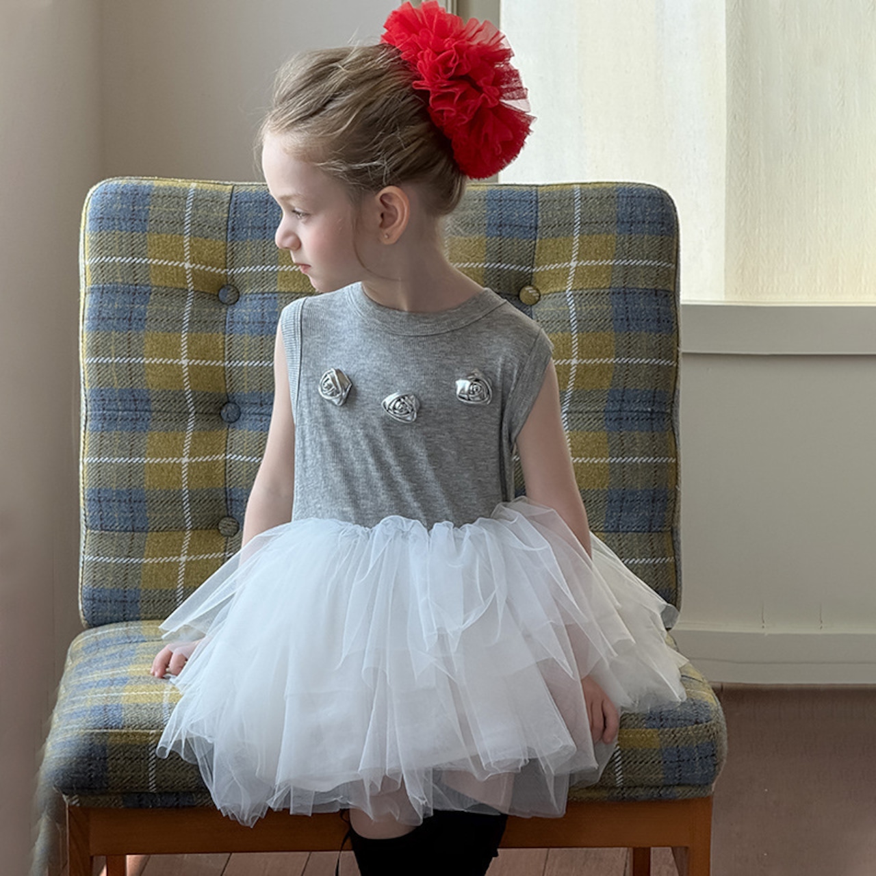 夏ローズチュールワンピース