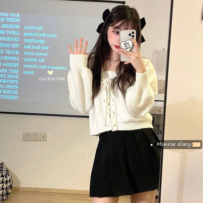 ホワイトセーター ルーズスプリングスタイルショートトップス 春物 モンロー39161129164