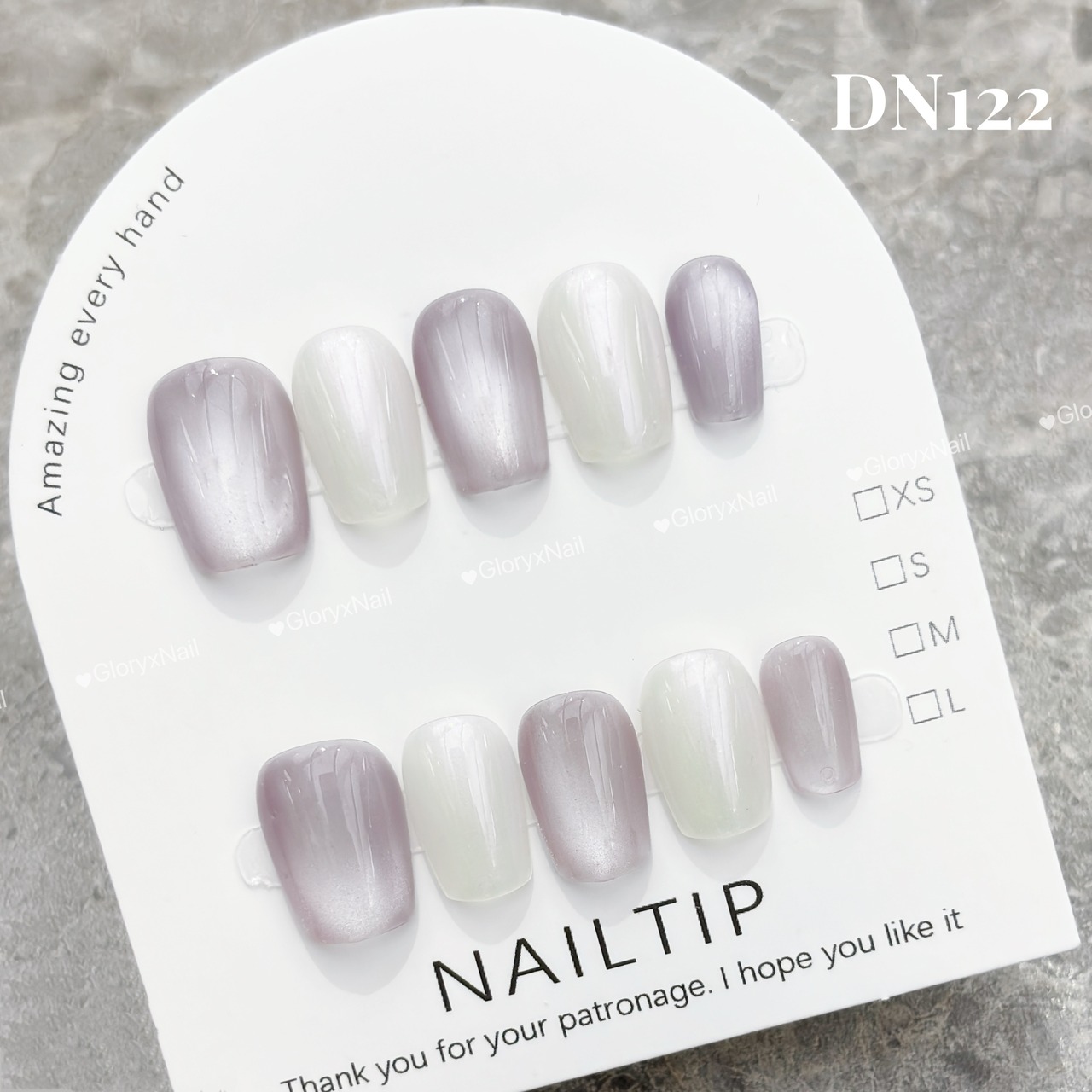 DN122 ネイルチップ　ハンドメイド 長さ選べる　写真はショートオーバル 　サイズXS/S/M/L　ツールキット付き　収納ケースあり　
