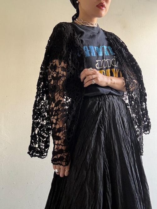 70s Deadstock "Lim's" Crochet Light Cardigan
