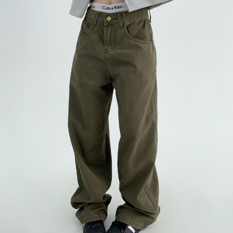 ワンタック ワイド バギー フルレングス パンツ ◆2col L00014