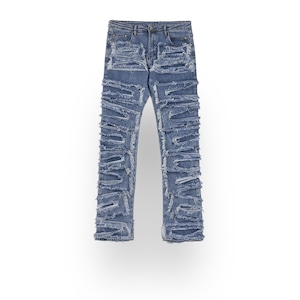 クラッシュパッチワークデニム