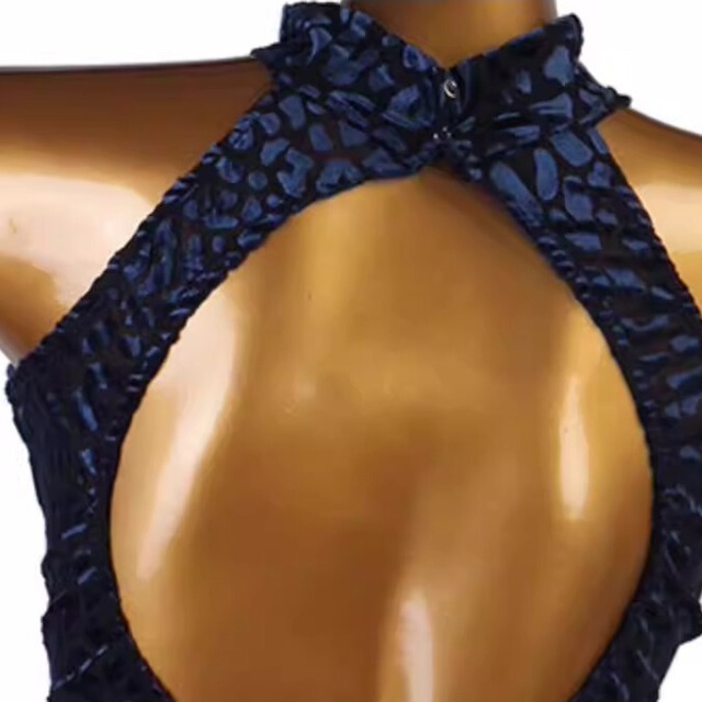 ホルターネック スリット タイトマキシ ダンスドレス　ds1504