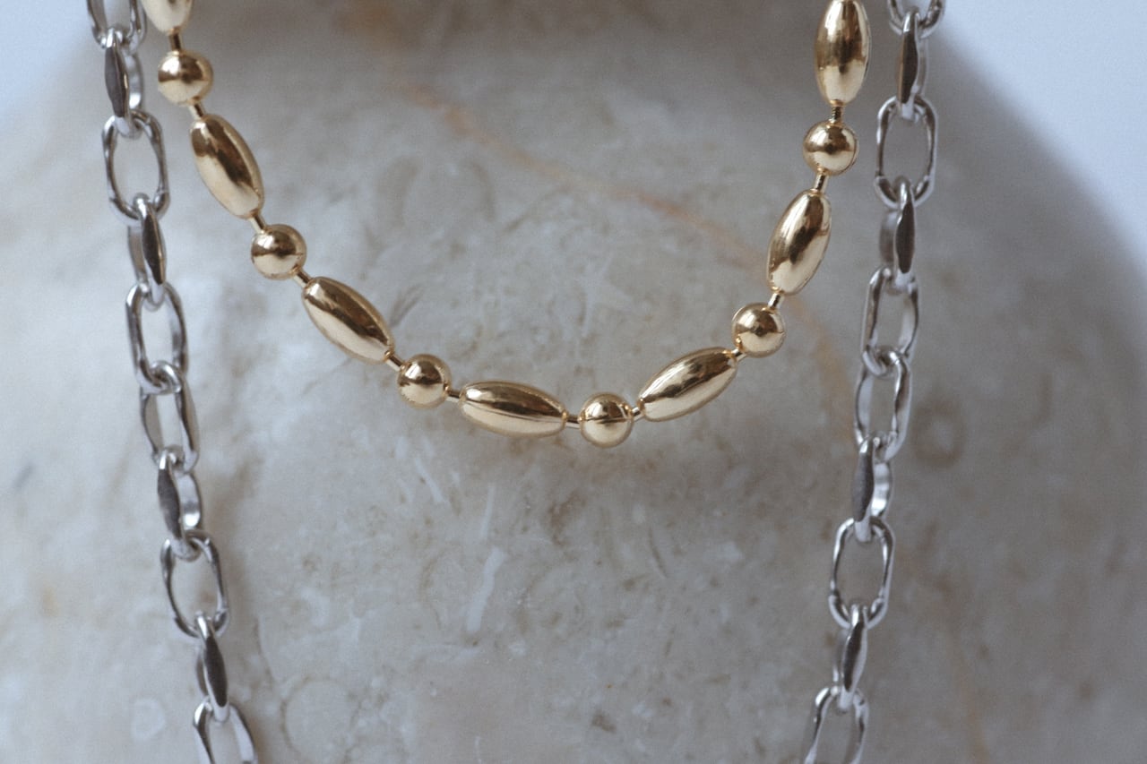 ball chain necklace × medium chain necklace set