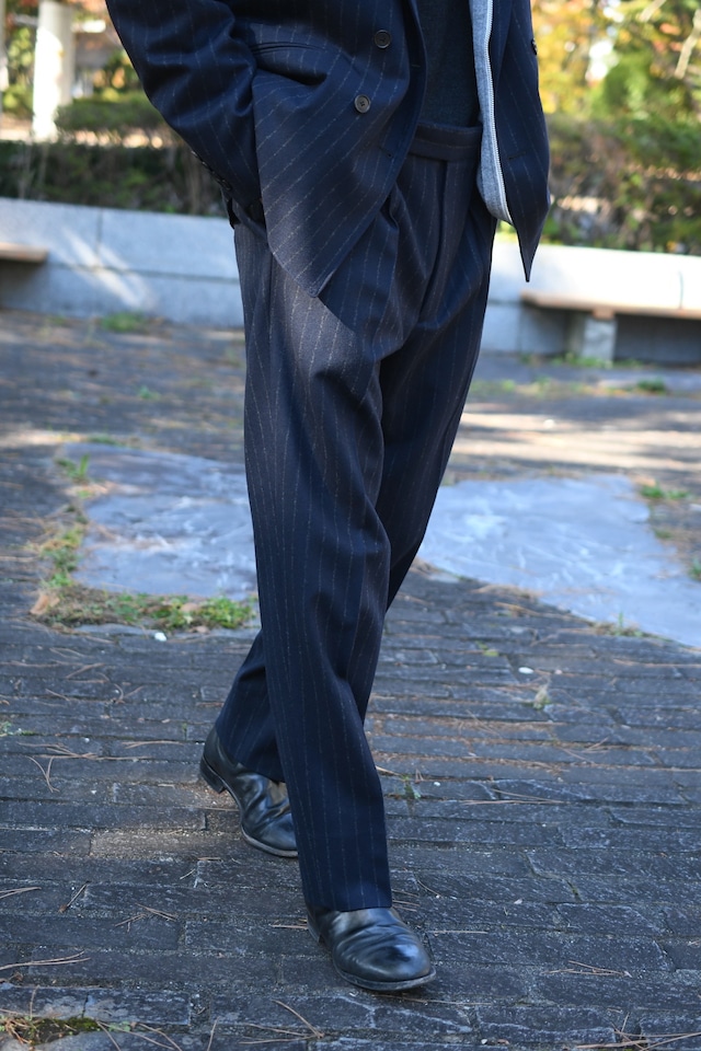 HEUGN / "Aaron" Wide Stripe 2Pleats trousers