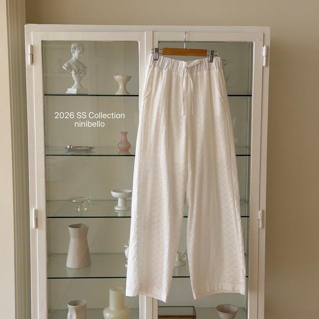 【取寄】ninibello｜mori punching eyelet pants (mom)｜モリパンチングアイレットパンツ（ママ）｜FREE｜kids｜26 summer