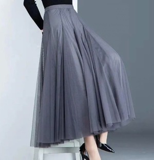 ★送料無料★フリ－（F)☆チュ－ルレ－スフレア－スカ－ト [SKN9673]