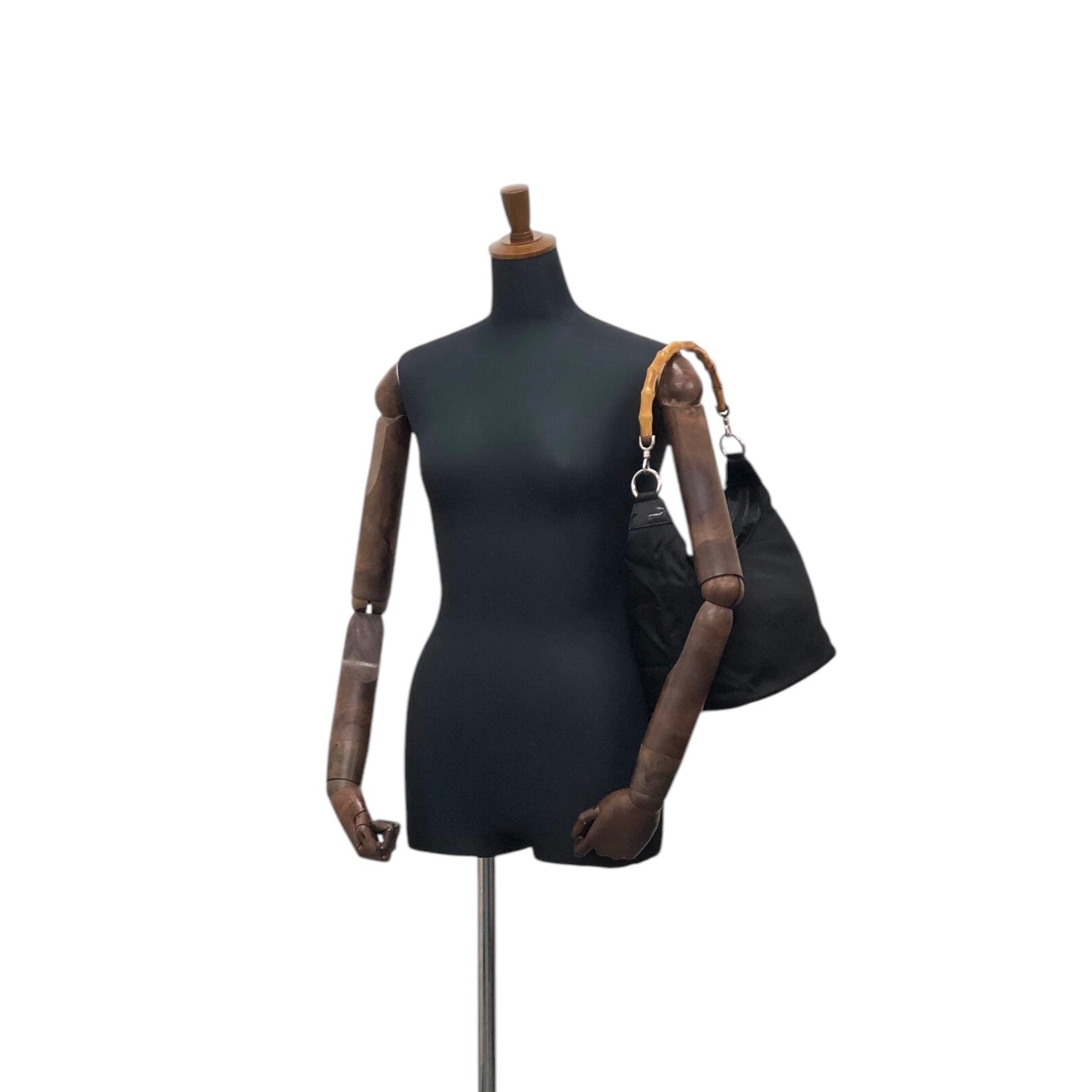 GUCCI グッチ ショルダーバッグ ブラック バンブー キャンバス vintage