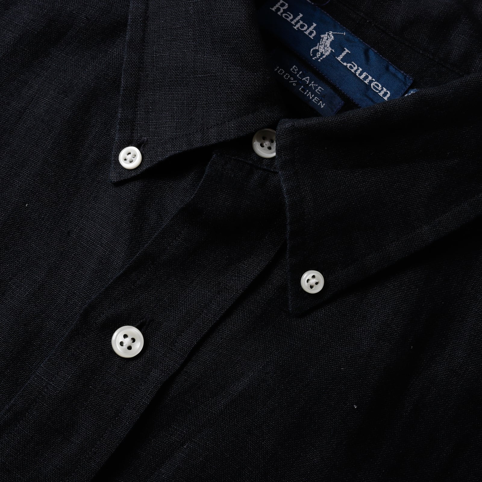 極美品】80s Ralph Lauren special linen shirt Black big size 