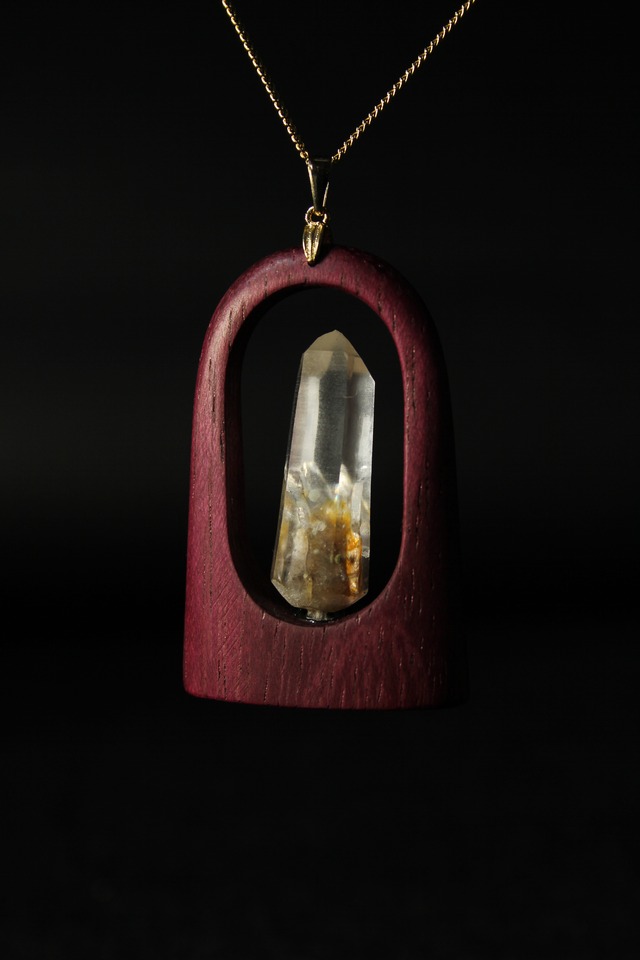 【322】大分クリスタルまりも パープルハートペンダント