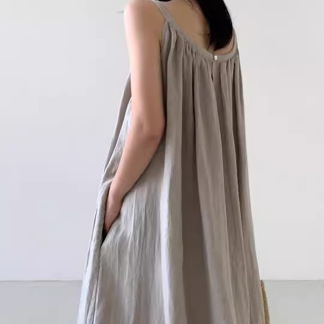 Aライン ノースリーブ キャミソールワンピース  2color  00121