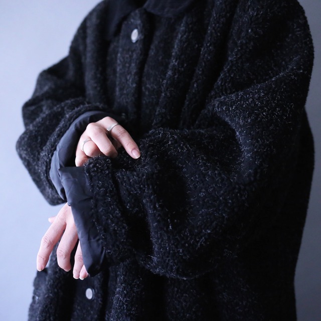 "reversible" boa fleece × shakashaka fabric over silhouette jacket