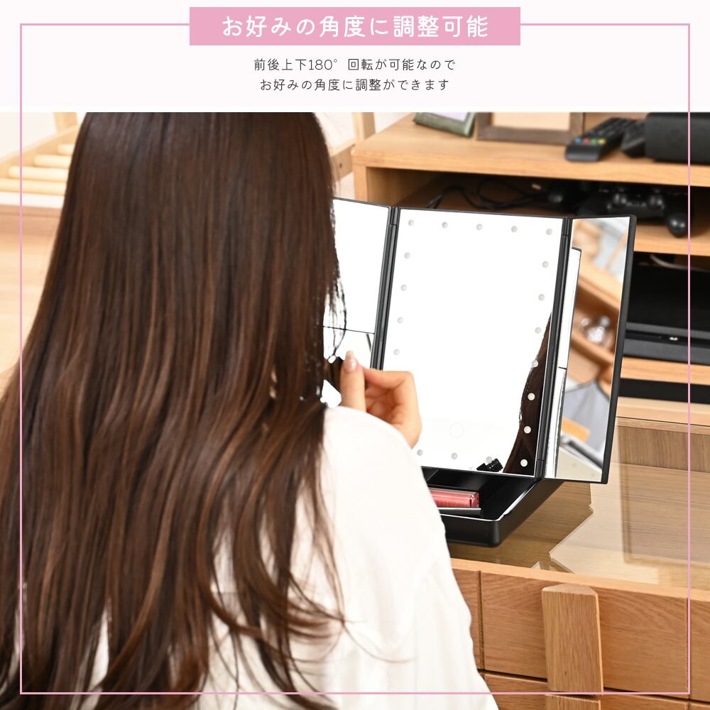鏡 卓上ミラー LED ライト付き 拡大鏡 女優 ミラー 大きい おしゃれ