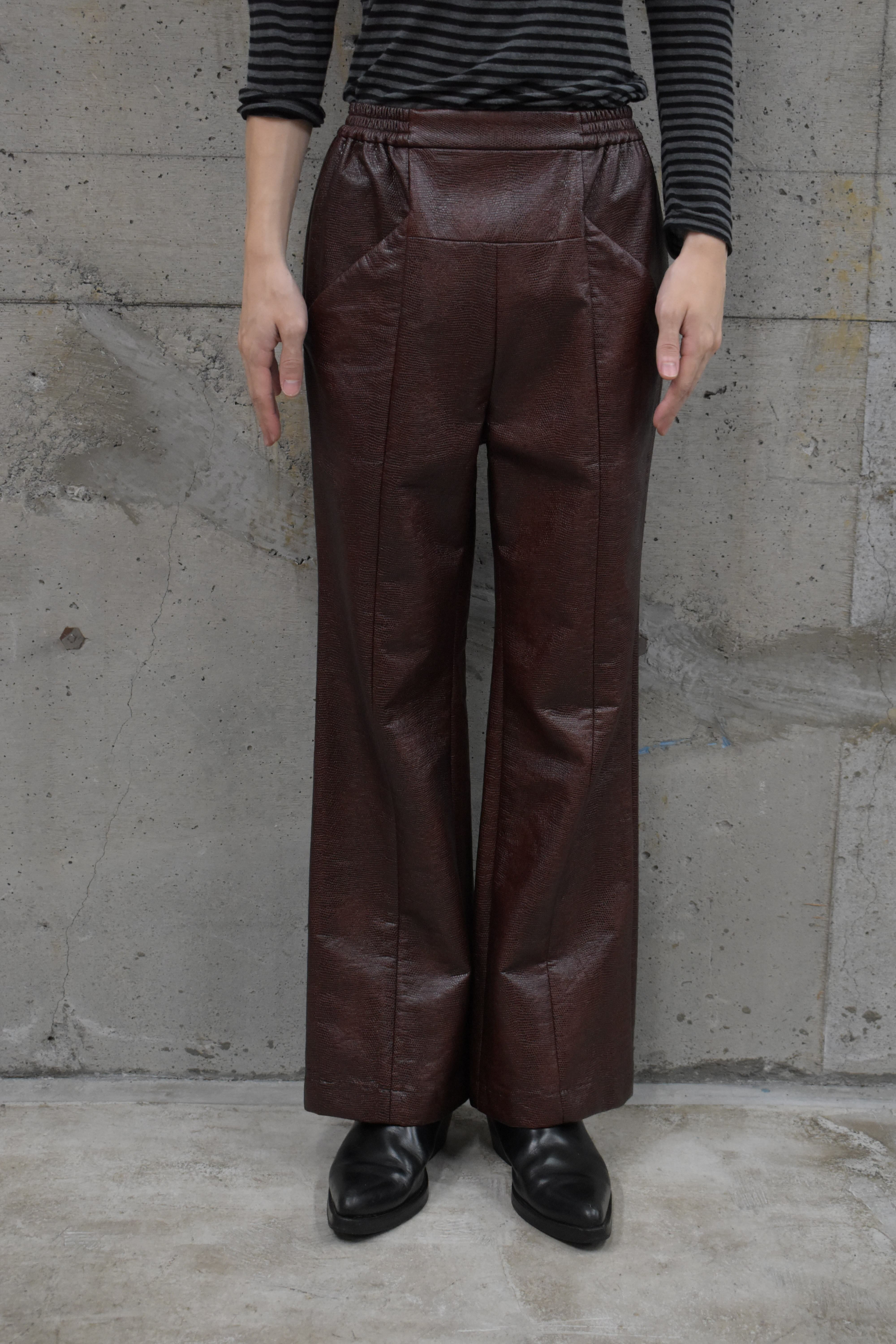 Faux leather embossed pants