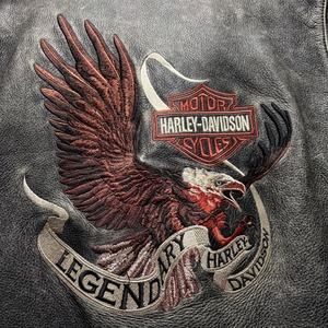 HARLEY-DAVIDSON embroidery black leather double riders jacket