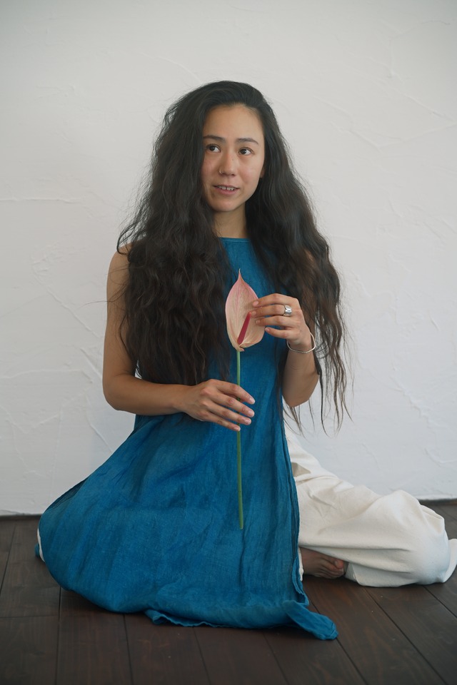 Indigo Dyed Linen Top