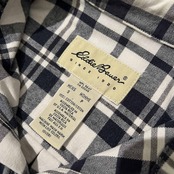 90s Eddie Bauer エディーバウアー 白タグ チェック柄 オックスフォード 長袖シャツ S(海外サイズ) /メンズ/ビンテージ/ホワイト×ネイビー