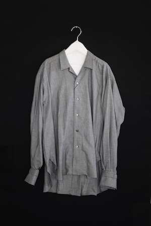 jun mikami - open collar wool shirt