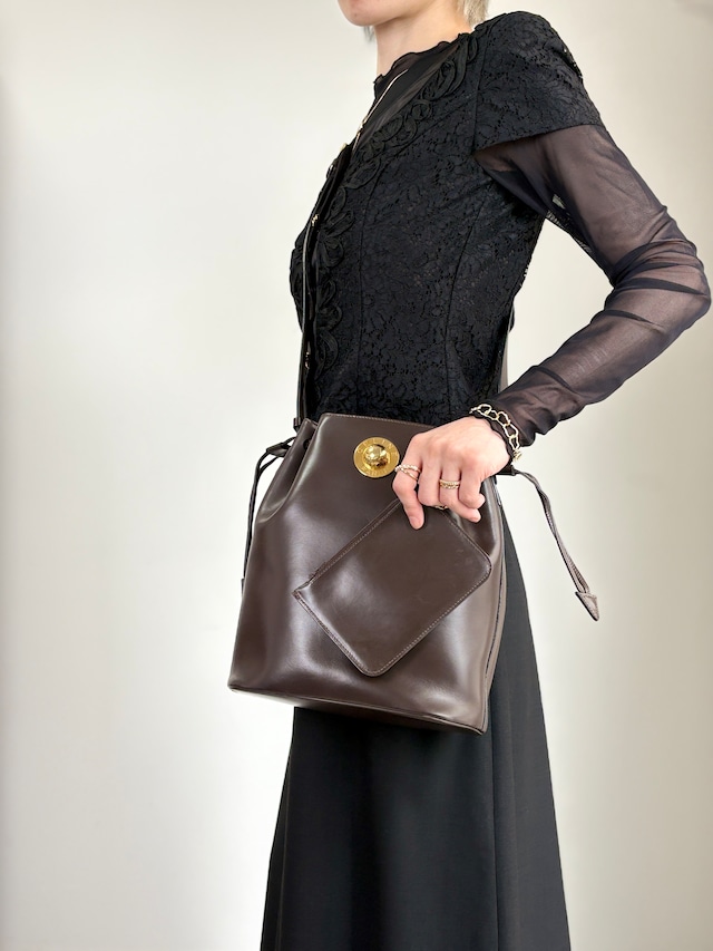 CELINE セリーヌ スターボール ショルダーバッグ ブラウン 巾着 vintage ヴィンテージ オールド 4nhtxx