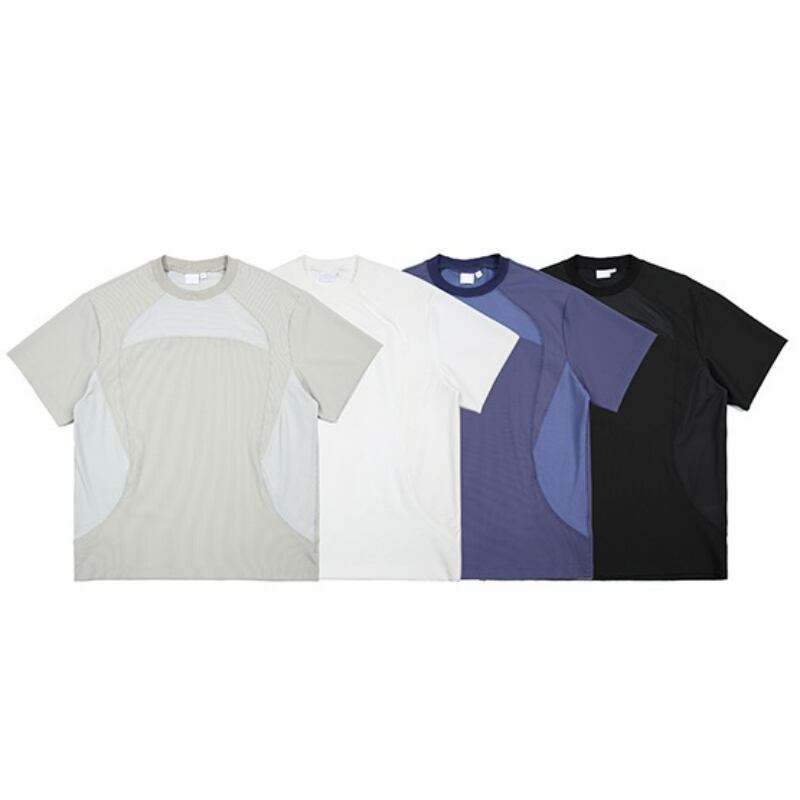 コントラストカラーメッシュパネル半袖Tシャツ A18810
