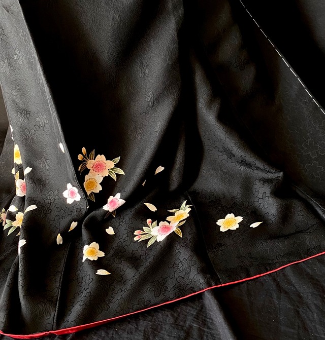 枝垂れ桜の訪問着〉秀品 SALE 黒 桜 トール 裄長め | 和小物 あかりや