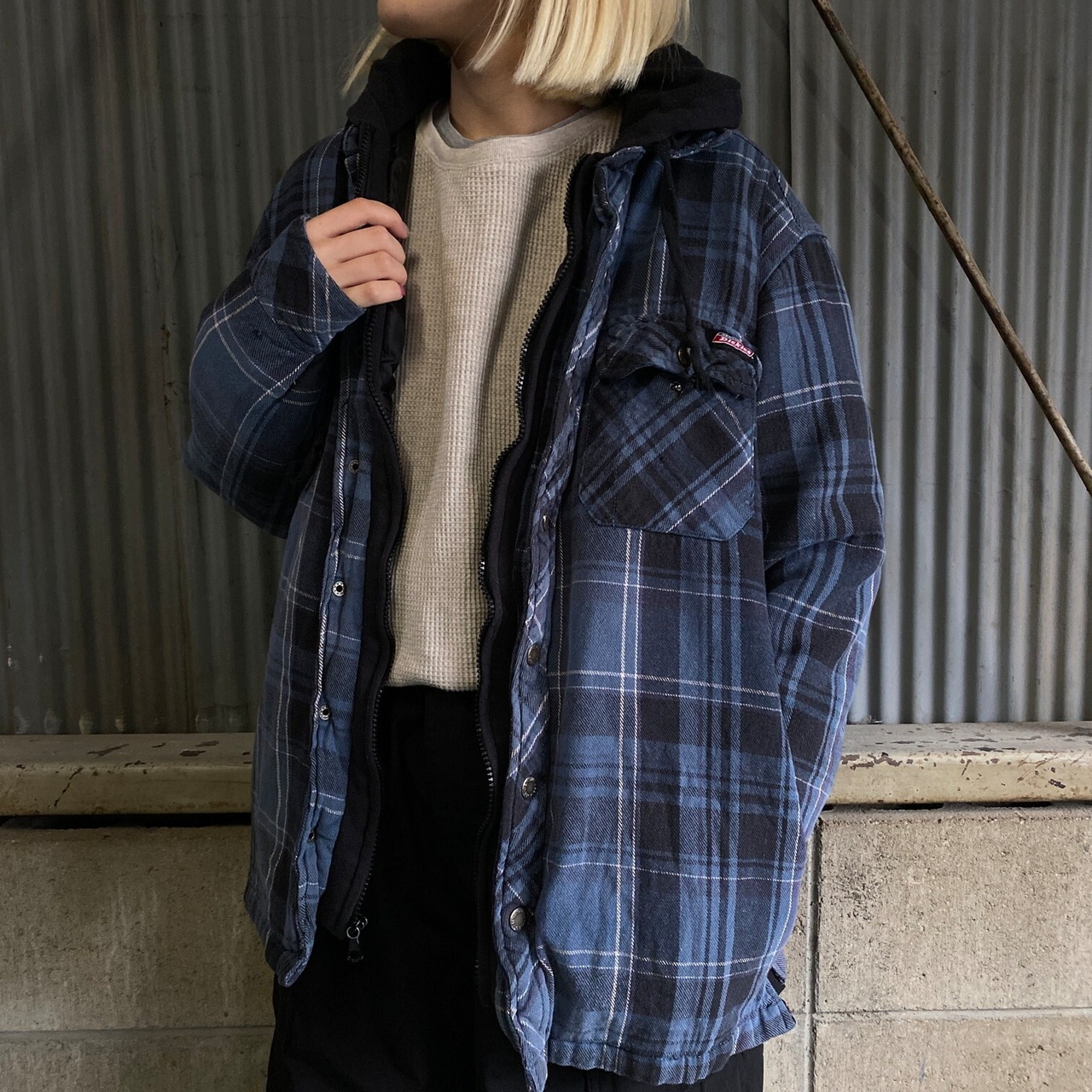 Dickies ディッキーズ フェイクレイヤード スウェットパーカー 中綿 