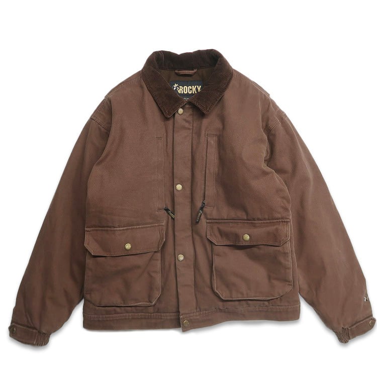 古着 ROCKY ダック ワークジャケット ダックジャケット 襟コーデュロイ