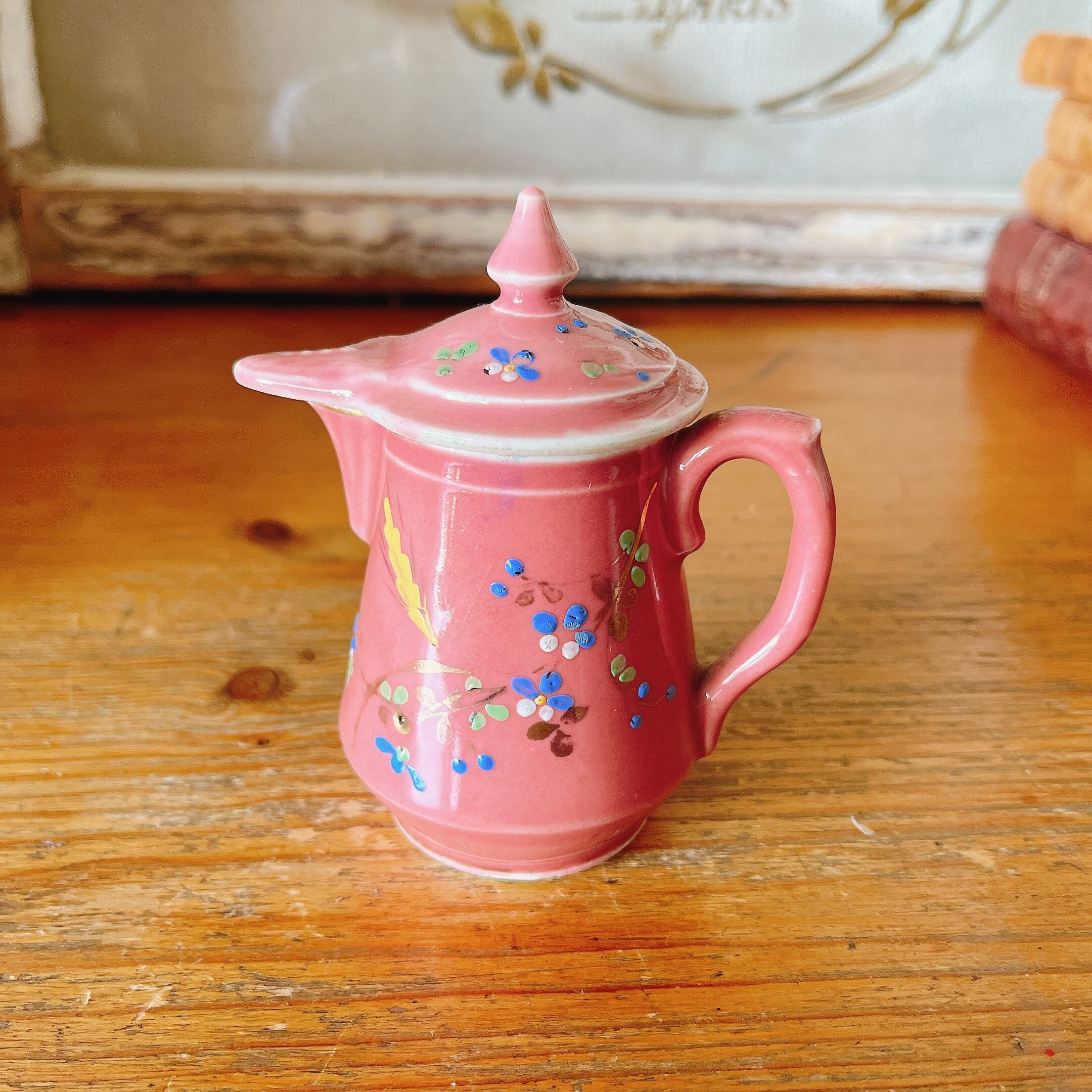 フランスアンティーク サン チューズ ポット 蓋つき カマユー ブルー フランスアンティーク サン チューズ ポット 蓋つき カマユー ブルー