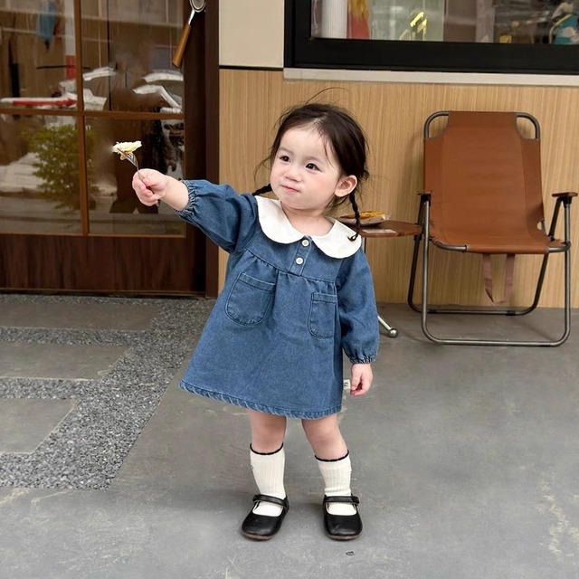 【BABY】韓国風　デニムワンピース