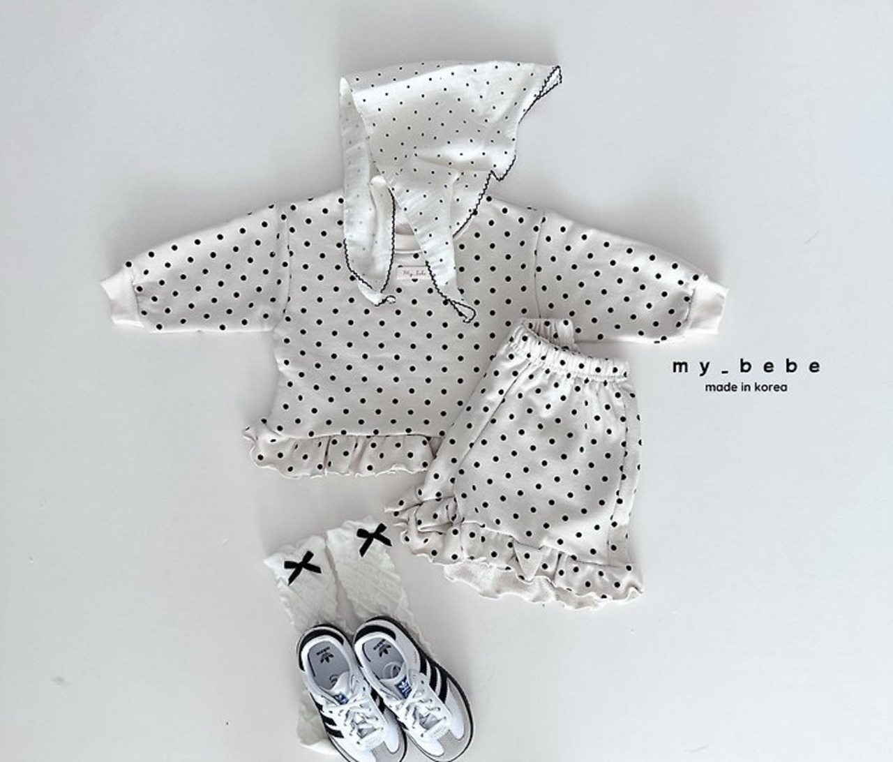 韓国子供服 / Mybebe / ソフトジュリーフリルセット / セットアップ *XS~XL*