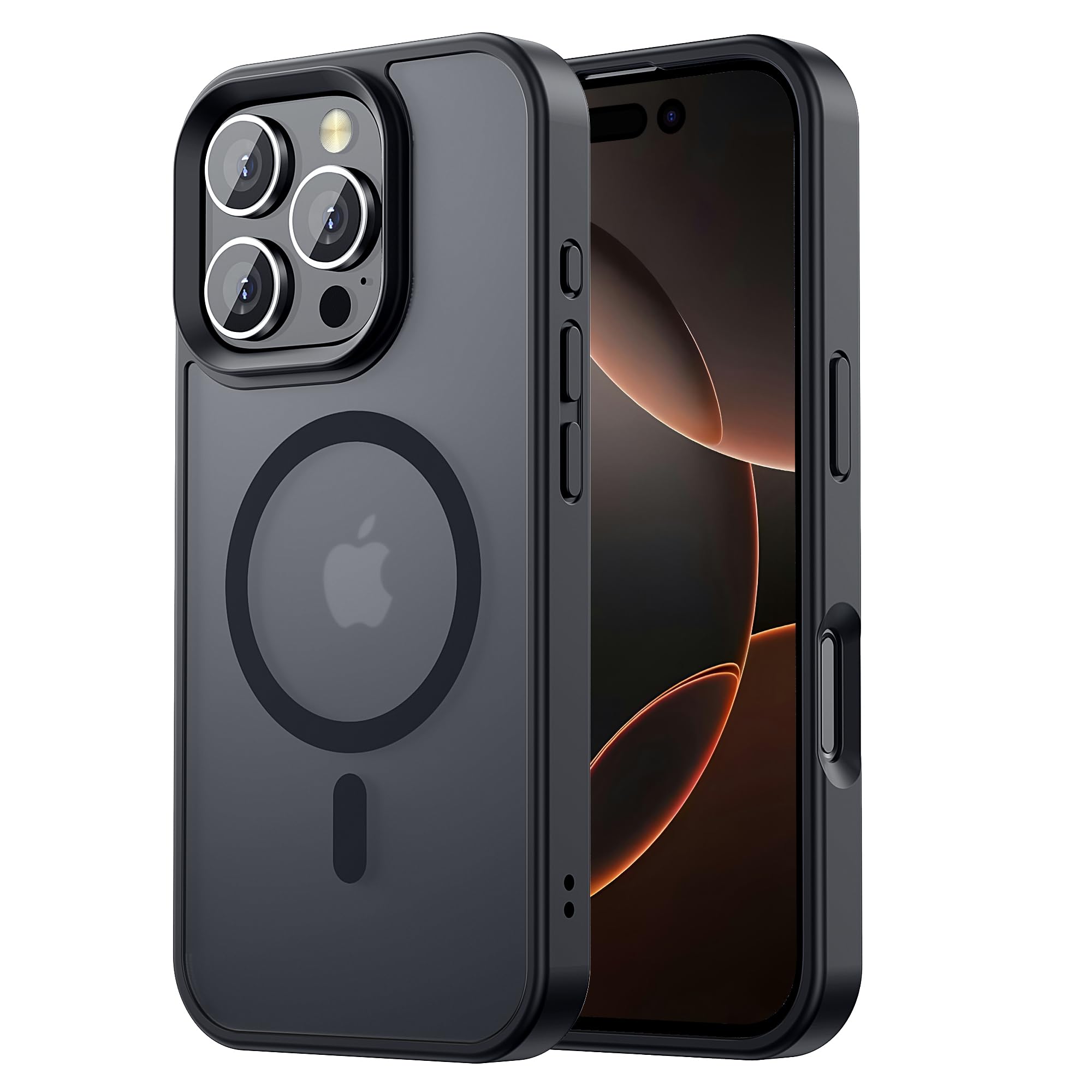【米軍規格・MagSafe対応】Gtsoho iPhone 16 Pro Max ケース 用 ケース セミクリア マグネット搭載 ワイヤレス充電 耐衝撃 耐久性 全面保護 黄ばみなし ストラップホール付き イフォン 16 Pro Max 用 カバー マグセーフ対応 ブラック