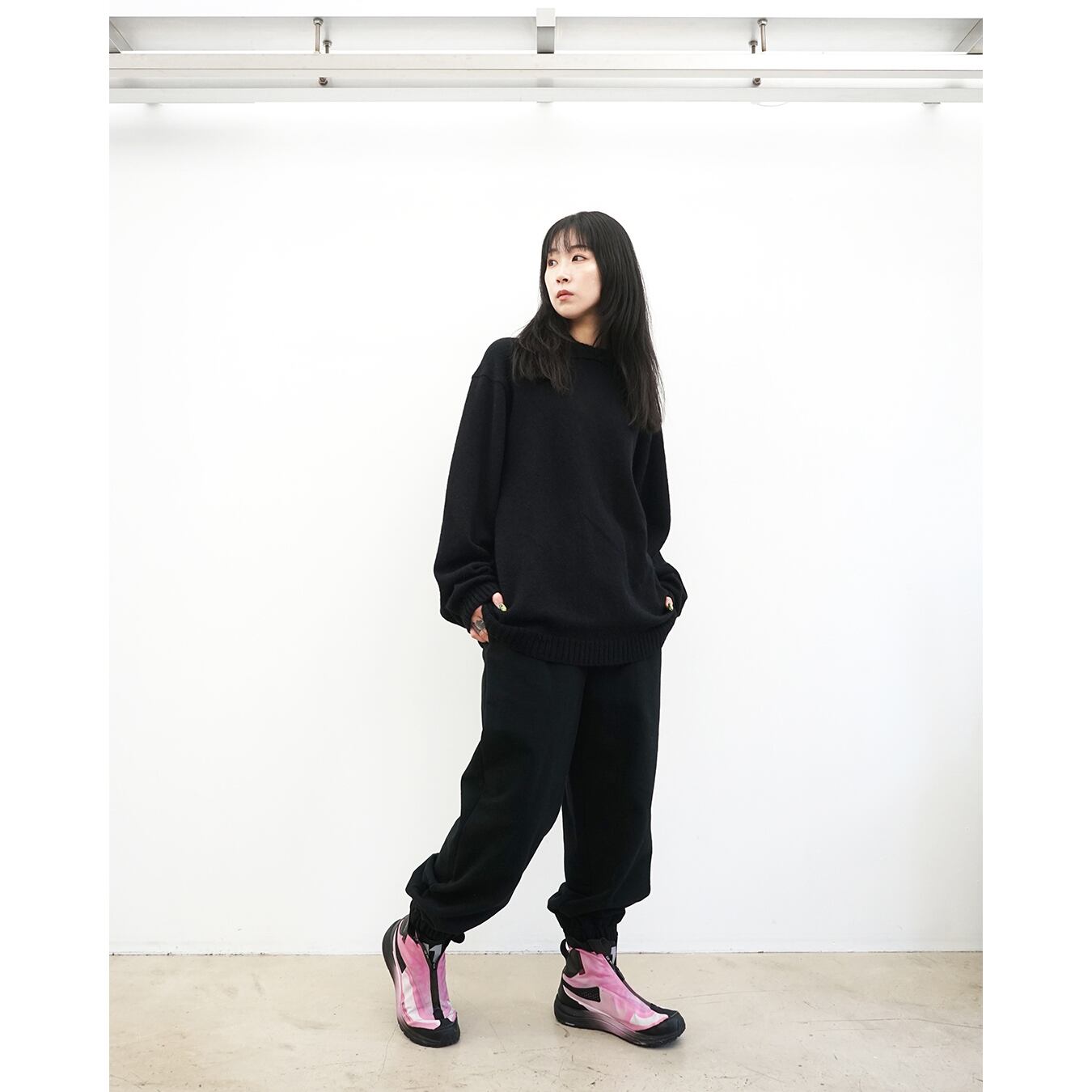 Blanc YM] (ブランワイエム) BL-25A-APCKS ALPACA POLO COLLAR KNIT