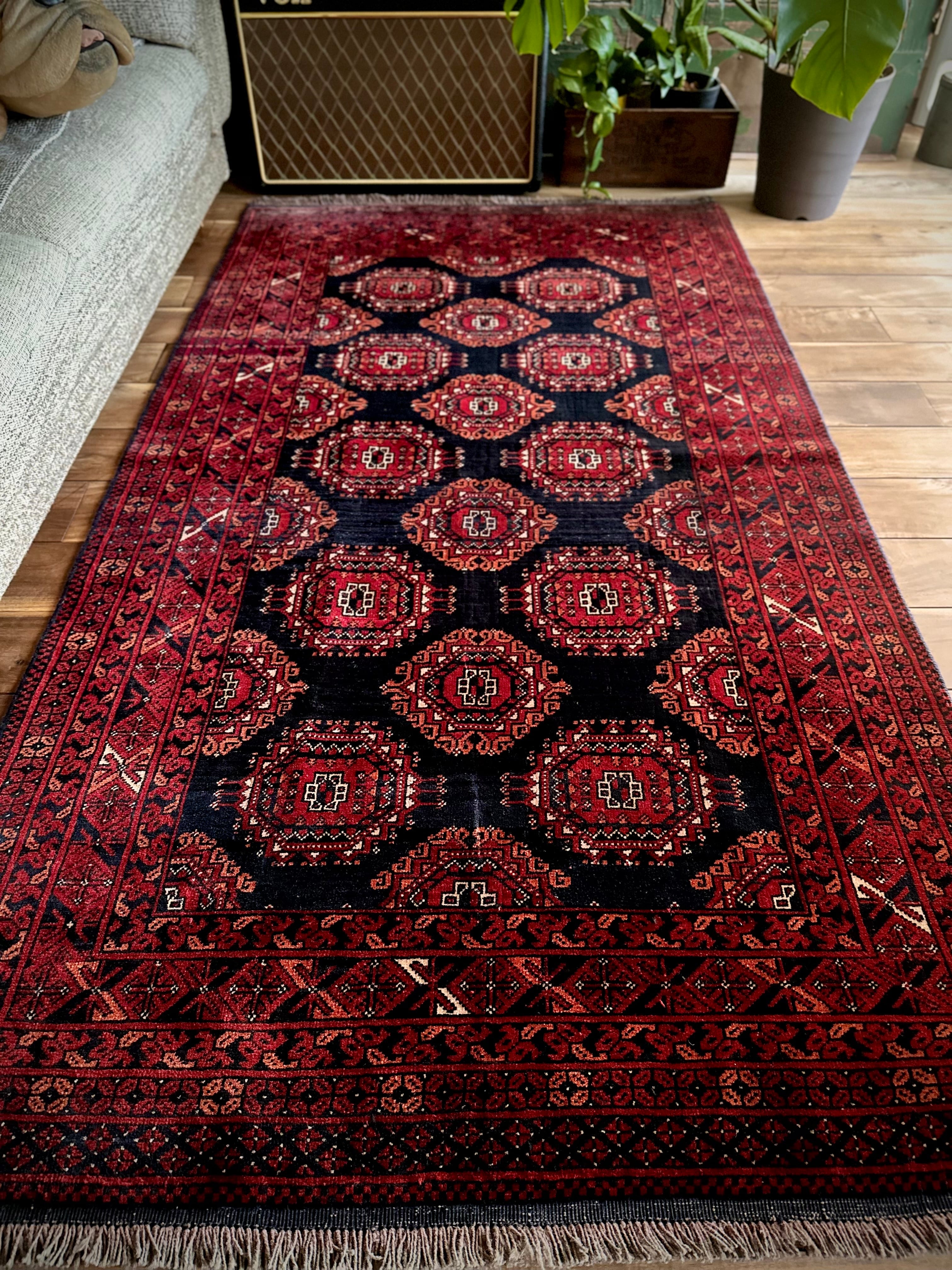 レッド50×120フラワー ネイビー ランナー トルコヴィンテージ トルコ製