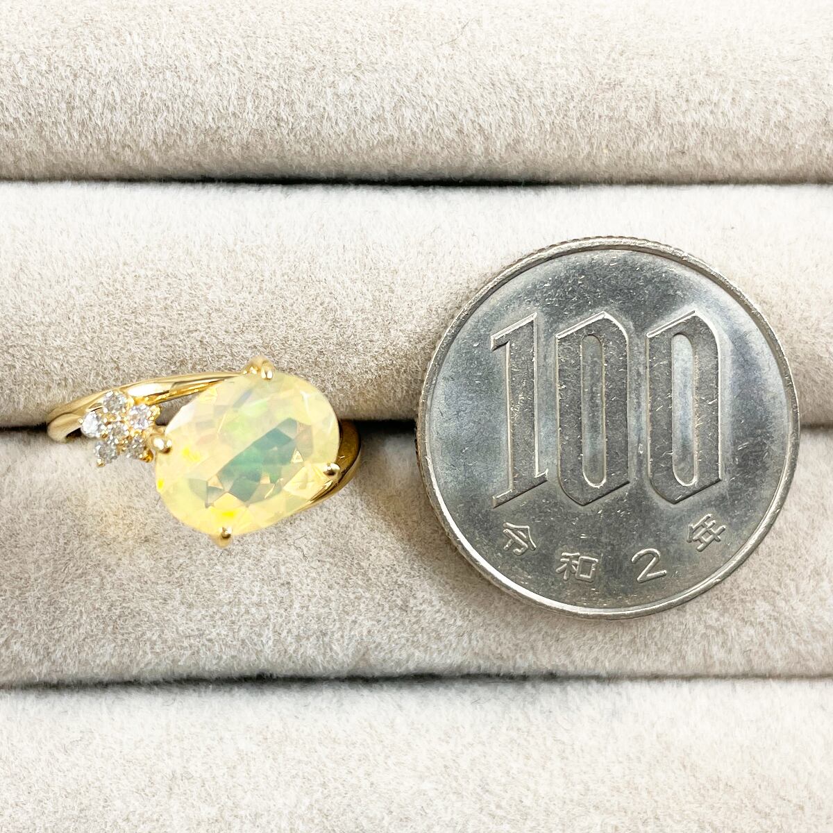 K18 天然オパール 1.58ct 天然ダイヤモンド 0.05ct リング | JEWELRY  