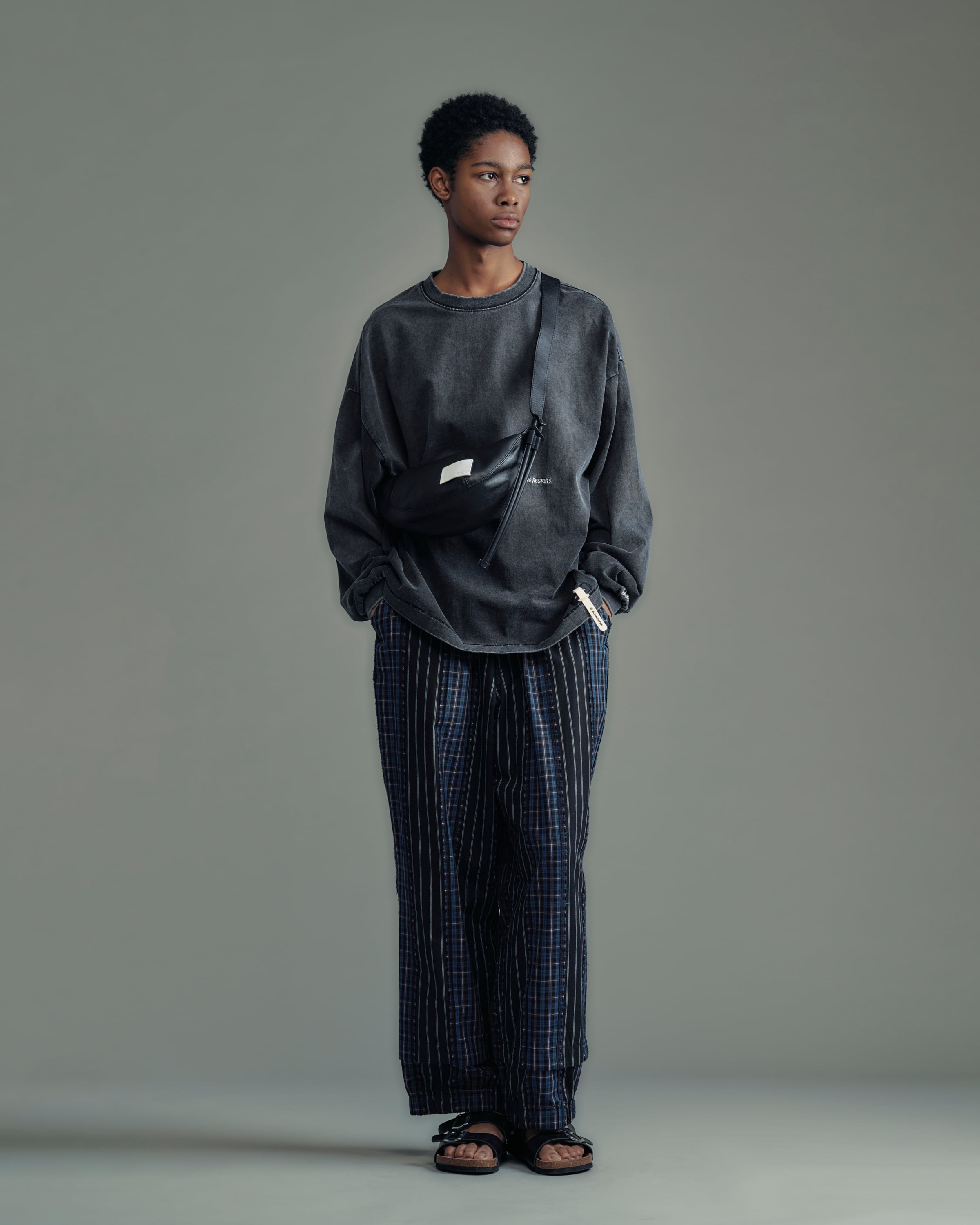 ADAM PATEK gallagher aging embroidered long-sleeved T (BLK) AP2614020