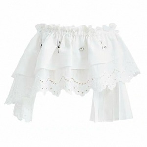 [YOSHUYUKI] Floral White Curtain Waist Waist Strap Skirt